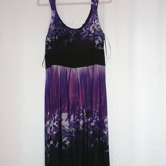 Dressbarn black and purple dress - Picture 2 of 9